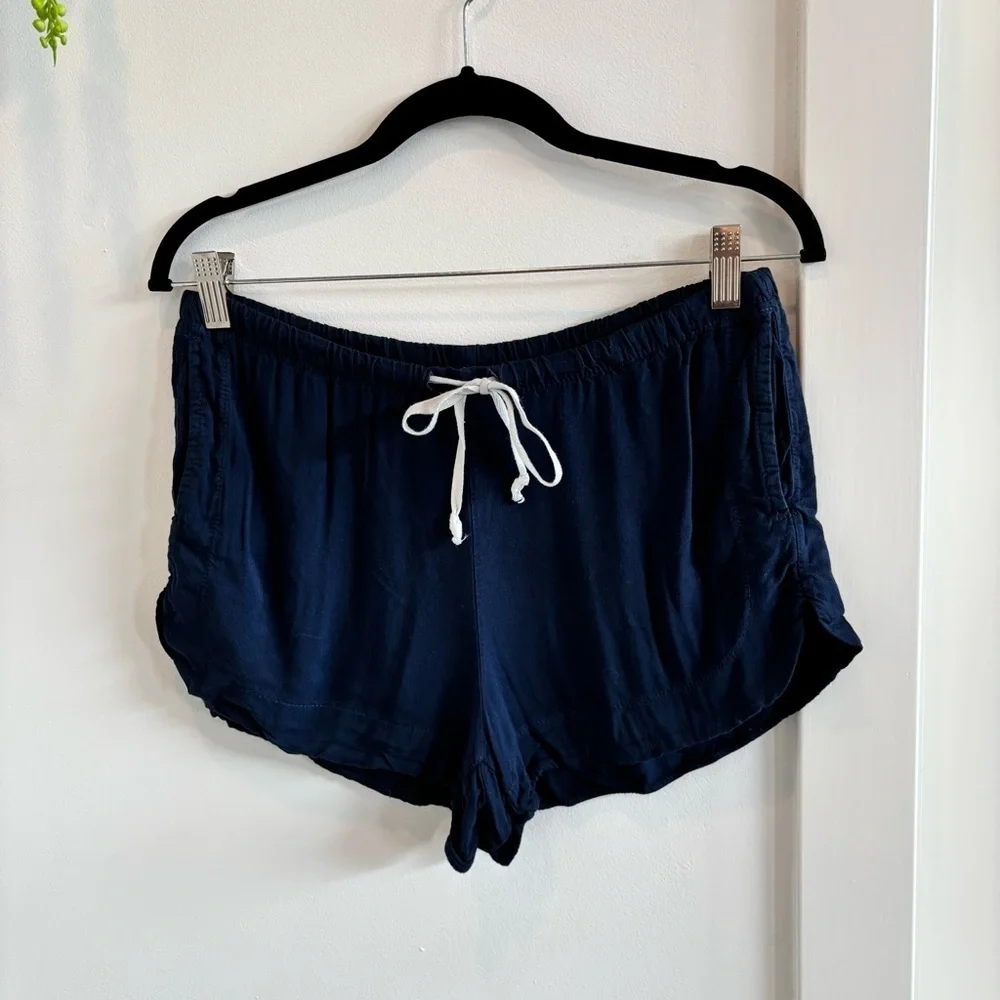 Brandy Melville Womens Navy Blue Elastic Waist Drawstring PullOn Shorts One Size
